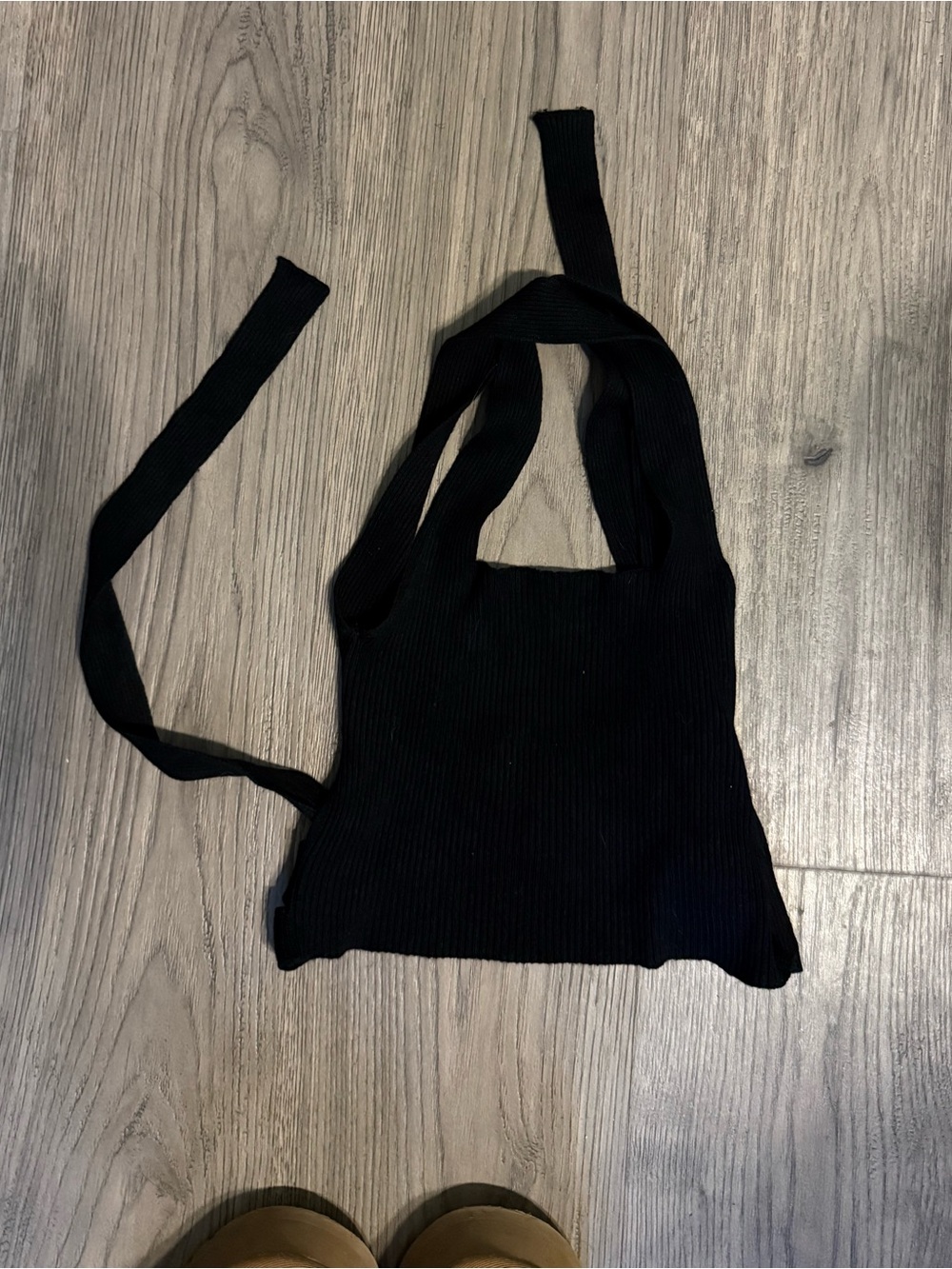 Love Tree Black Ribbed Knit Tote